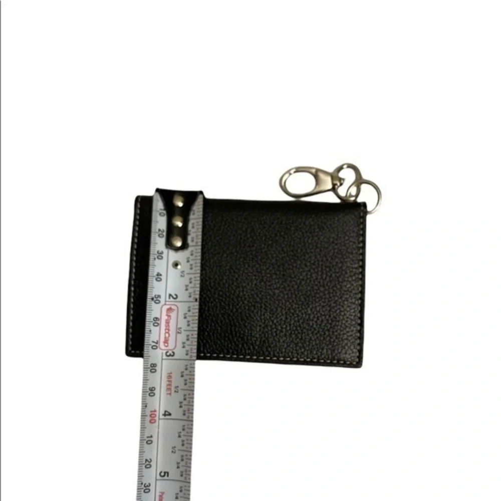 Levenger black leather mini card wallet